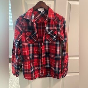 Red and Blue Plaid Button-Up Shirt